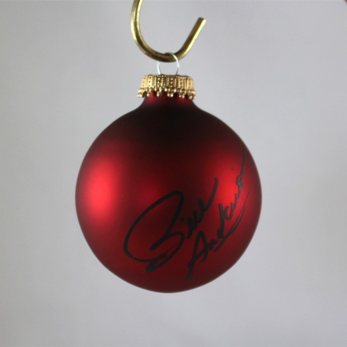 FFF Charities - Bill Anderson - autographed red Christmas ornament #1