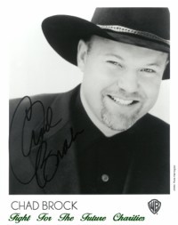 FFF Charities - Chad Brock - autographed black & white photo #1