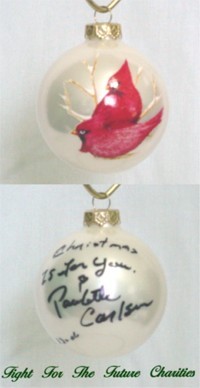 FFF Charities - Paulette Carlson - white Cardinal Christmas ornament #1