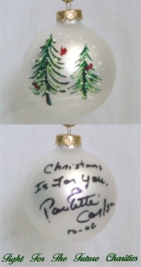 FFF Charities - Paulette Carlson - white evergreen Christmas ornament #1