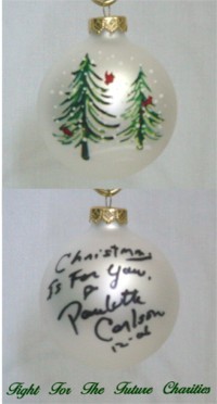 FFF Charities - Paulette Carlson - white evergreen Christmas ornament #3
