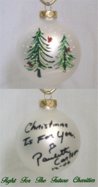 FFF Charities - Paulette Carlson - white evergreen Christmas ornament #4
