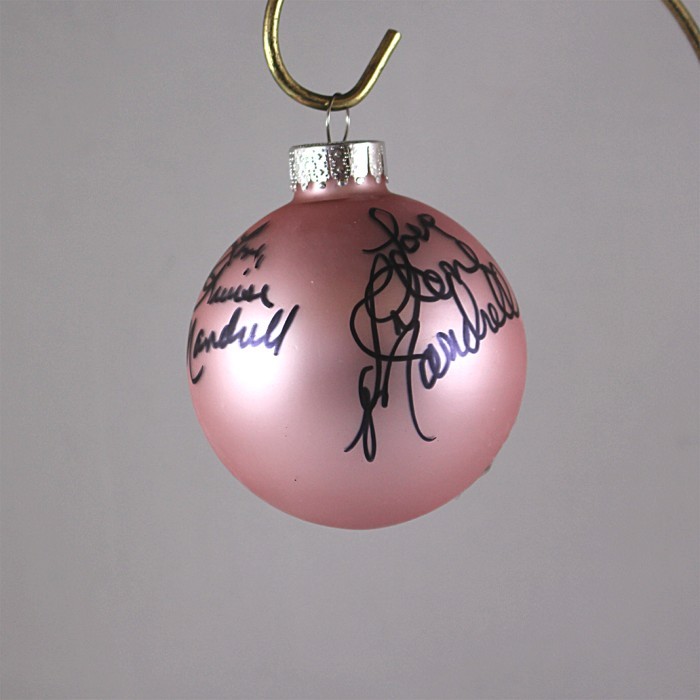 FFF Charities - Barbara Mandrell & The Mandrell Sisters - autographed pink Christmas ornament #6