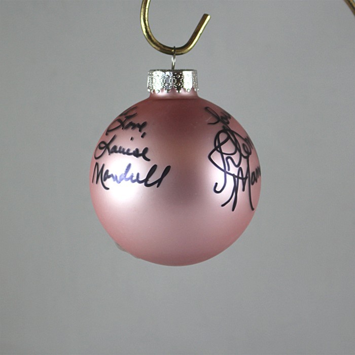 FFF Charities - Barbara Mandrell & The Mandrell Sisters - autographed pink Christmas ornament #7