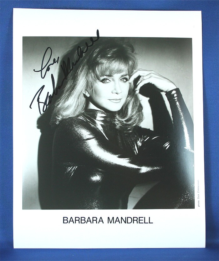 Barbara Mandrell - autographed 8x10 black & white silver jump suit