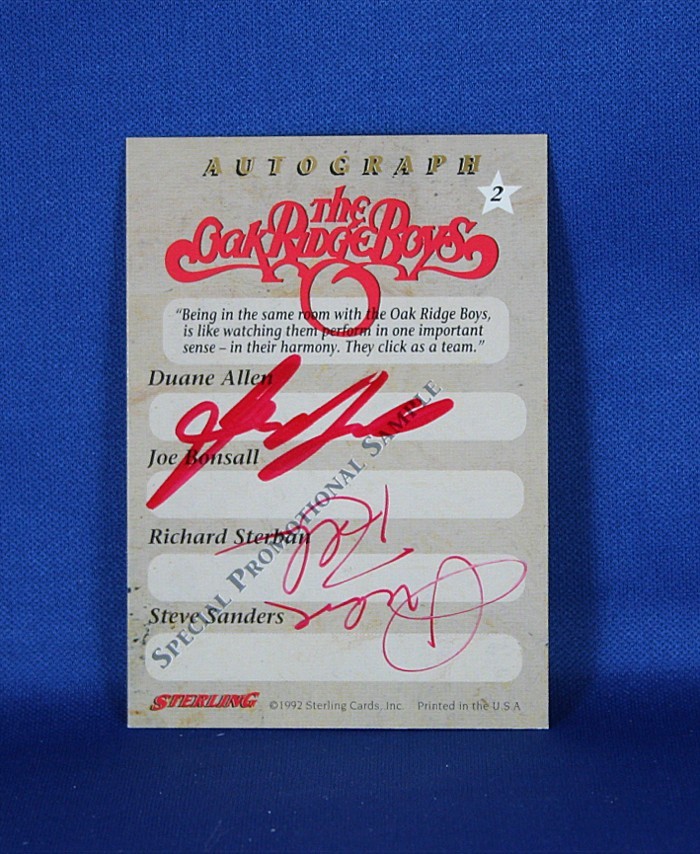 Oak Ridge Boys - autographed Country Gold promo trading card #2