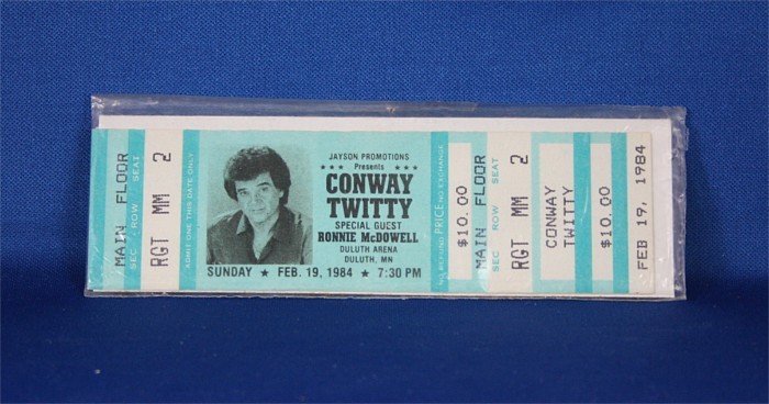 Conway Twitty - unused concert ticket