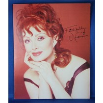 Naomi Judd - 8x10 color photograph red dress and backdrop